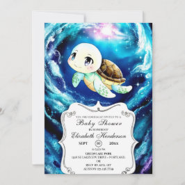 Färgämnet Sea Turtle Baby Shower Anpassningsbar Se Inbjudningar