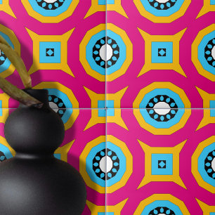 Färgämnet Shock rosa och turkos Geometric Mönster Kakelplatta