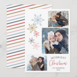Färgämnet Snöflingor 3 Foton Merriest jul Julkort