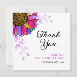 Färgämnet solros Lila Löv Birthday Tack Kort