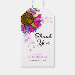 Färgämnet solros Lila Löv Birthday Tack Presentetikett