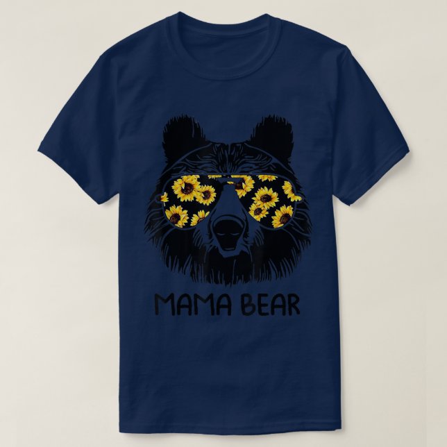 Färgämnet solrosben Mamma Bear Mor Bear Älskare T Shirt (Design framsida)