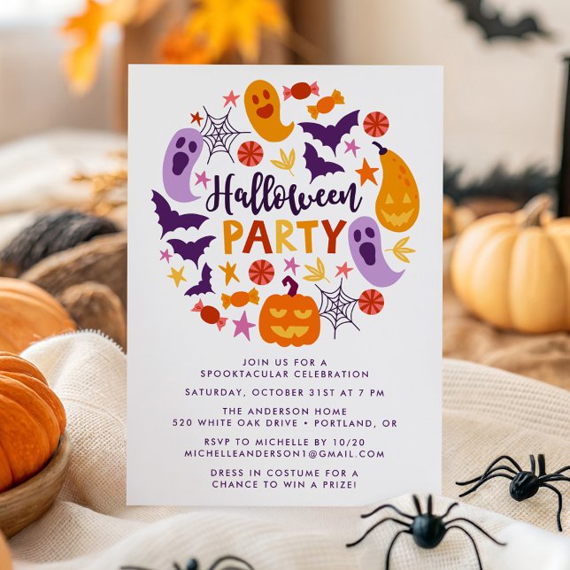 Färgämnet Spöken och Pumpkins Halloween fest Inbjudningar (Skapare uppladdad)