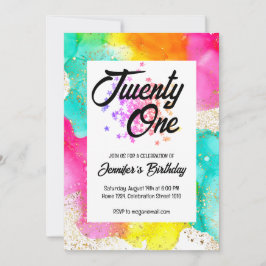 Färgämnet Stänk Watercolor Birthday Inbjudningar