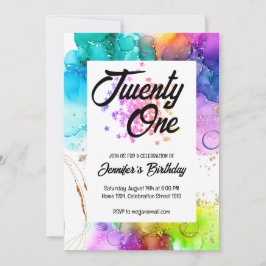 Färgämnet Stänk Watercolor Birthday Inbjudningar