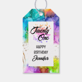 Färgämnet Stänk Watercolor Birthday Presentetikett