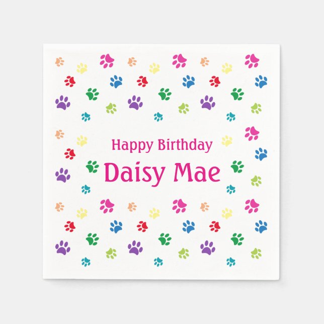 Färgämnet Tass avtryck Rosa Anpassningsbar Pet Bir Pappersservett (Framsidan)