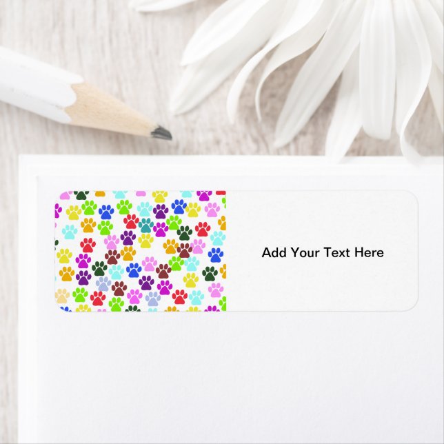 Färgämnet Tassar, Tass Mönster, Hund, Tassar, Tass Returadress Etikett (Insitu)