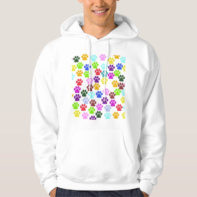 Färgämnet Tassar, Tass Mönster, Hund, Tassar, Tass Sweatshirt Med Luva (Framsida)