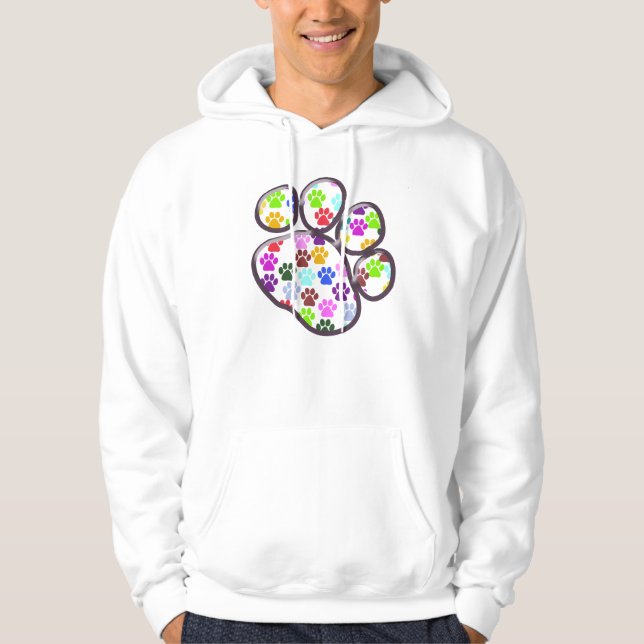 Färgämnet Tassar, Tass Mönster, Hund, Tassar, Tass Sweatshirt Med Luva (Framsida)