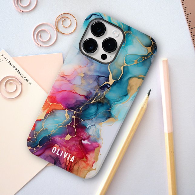 Färgämnet Trendig Alkohol Bläck Struktur Cyan Guld (Skapare uppladdad)