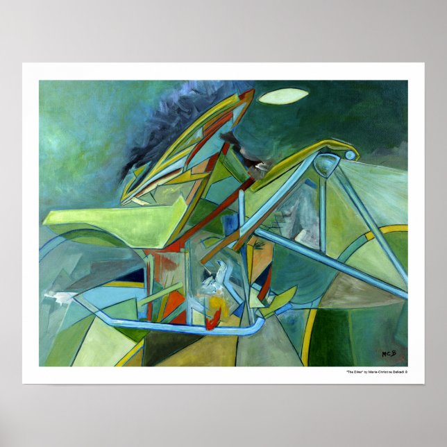 Färgämnet Trendig Grönt Grått Abstrakt Surreal Bik Poster (Framsidan)