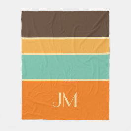 Färgämnet vågrät retro stil linjer fleecefilt