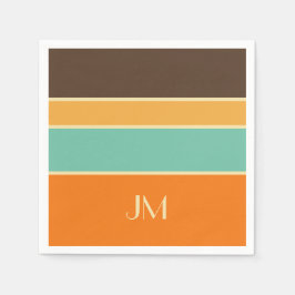 Färgämnet vågrät retro stil linjer pappersservett