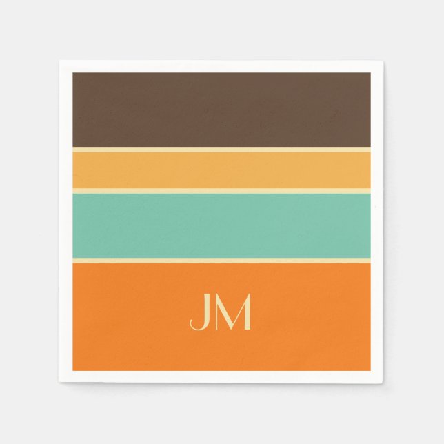 Färgämnet vågrät retro stil linjer pappersservett (Framsidan)