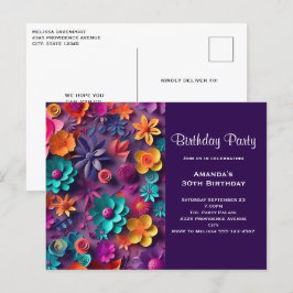 Färgämnet Vår blommor Mönster födelsedag Inbjudan