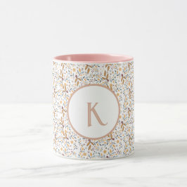 Färgämnet Vår Flower Mönster Monogram Mugg