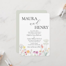 Färgämnet Vår Wildblomma bröllop Inbjudningar