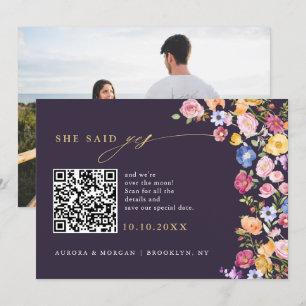 Färgämnet Vår Wildblomsfoto QR-kod Spara Datumet