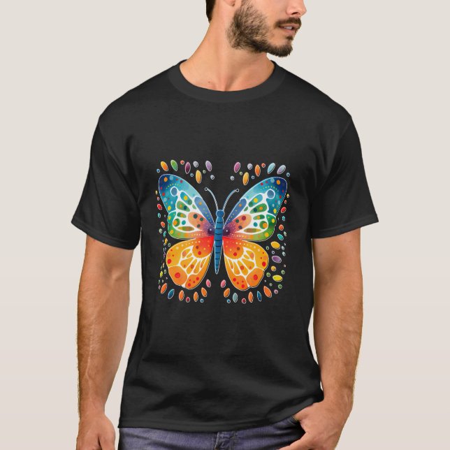 Färgämnet vattenfärgsfjäril t shirt (Framsida)