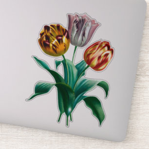 Färgämnet Vintage Vatercolor Tulip Flowers Bouquet Klistermärken