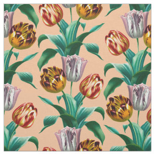 Färgämnet Vintage Vatercolor Tulip Flowers Mönster Tyg