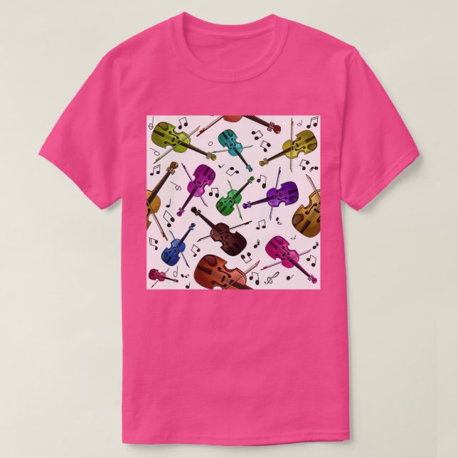 Färgämnet violin Seamless Mönster T Shirt (Design framsida)