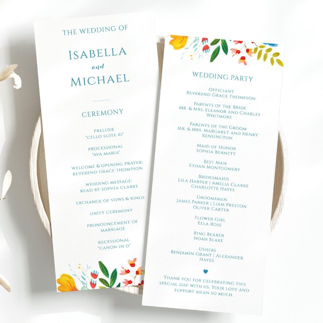 Färgämnet Wildblomma Blommigt Bröllop Program (Skapare uppladdad)