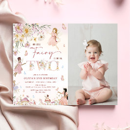 Färgämnet Wildblomma Fairy 2:a födelsedagsfoto Inbjudningar