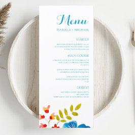 Färgämnet Wildblomma Watercolor Bröllop Menu Meny
