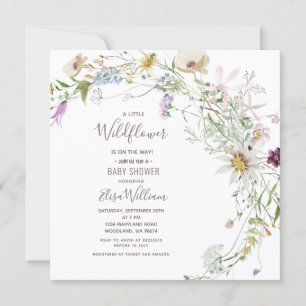 Färgämnet Wildblommans babyskor Party Inbjudningar