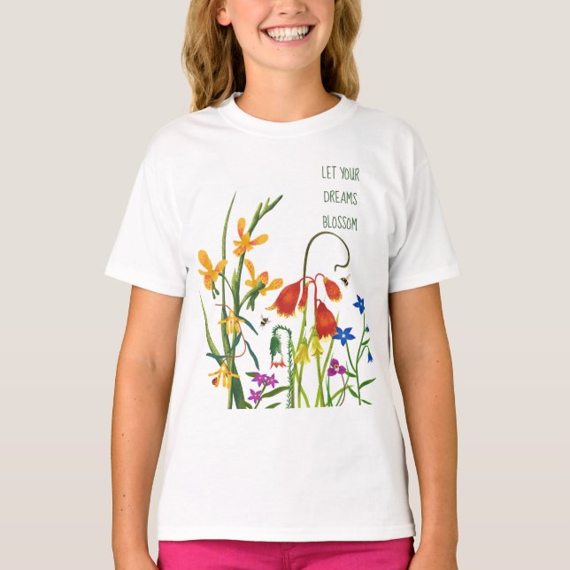 Färgämnet Wildblommor Sommarcitat T Shirt (Framsida)