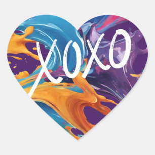 Färgämnet XOXO- Hjärtformat Klistermärke