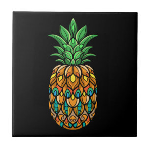 Färgananas-frukt-mandala-konst-isolerad Kakelplatta