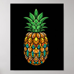 Färgananas-frukt-mandala-konst-isolerad Poster