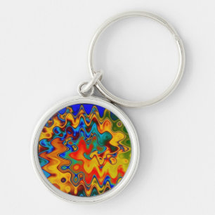 färgar keychain rund silverfärgad nyckelring