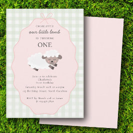 Fårgårds Party Djur Flicka 1-årsdag Rosa Inbjudningar
