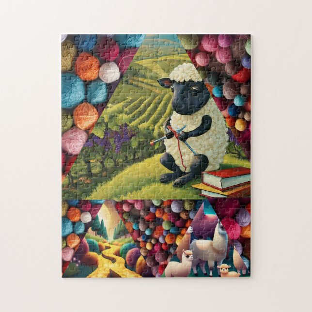 Fårgarn av ull, färgat Kitting Pussel (Vertikal)