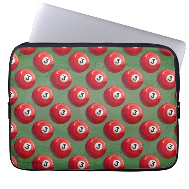 Färgat 3 Bassäng Boll Mönster Laptop Sleeve (Framsidan)
