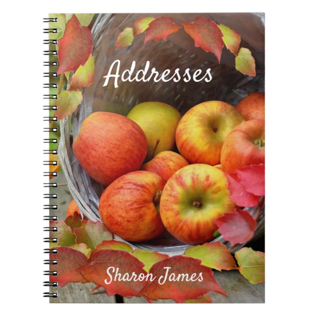 Färgat äpple Basket och Höst löv Anteckningsbok (Framsidan)