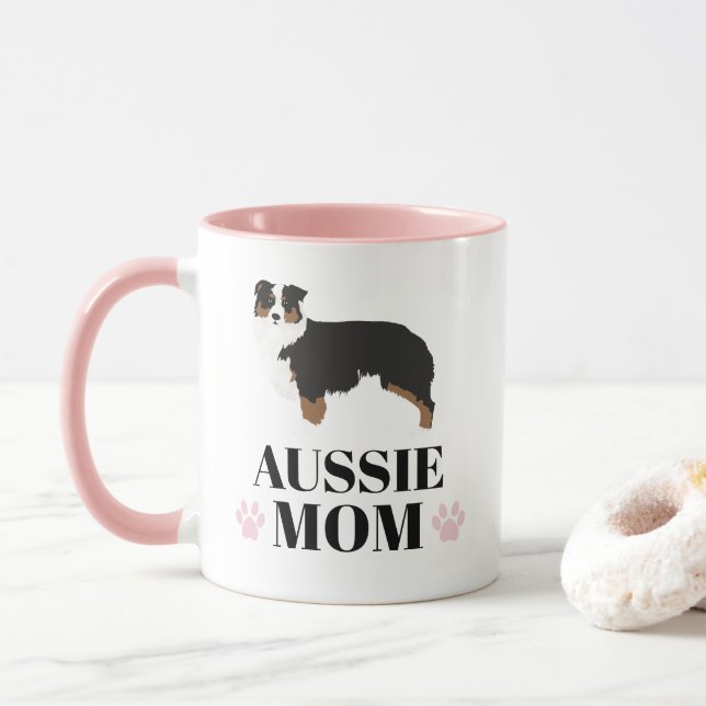 Färgat Australian shepherd hund mamma med foto Mugg (Med munk)