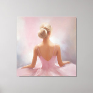 Färgat Ballerina i Rosa Canvastryck