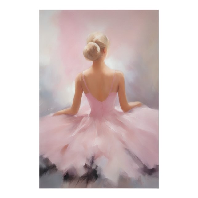 Färgat Ballerina i Rosa Fototryck (Framsidan)