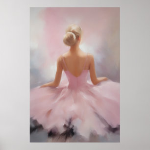 Färgat Ballerina i Rosa Poster