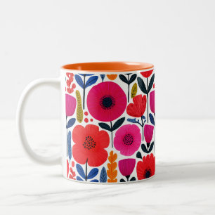 Färgat Blommönster Vattenfärg BOHO Två-Tonad Mugg