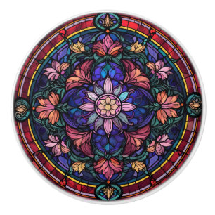Färgat blomsterdesign i glasmosaik knopp