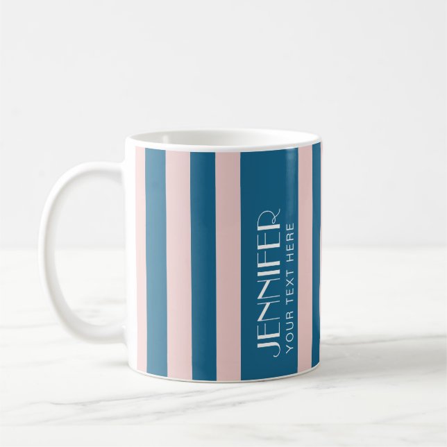 Färgat Candy Nautical Blue Modern Rand Kaffemugg (Vänster)