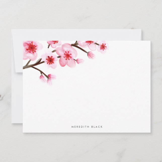 Färgat Cherry Blommar Stationery Flat Cards Anteckningskort (Framsida)