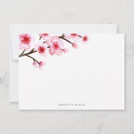 Färgat Cherry Blommar Stationery Flat Cards Anteckningskort