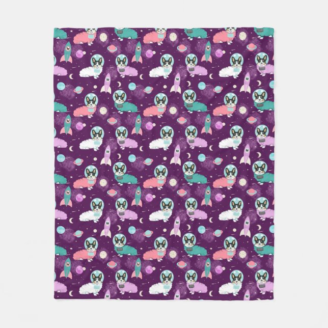 Färgat Corgi i Space-lila Fleecefilt (Framsidan)